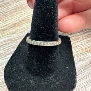 14K White Gold Eternity Band with CZ  Stones Italian Made